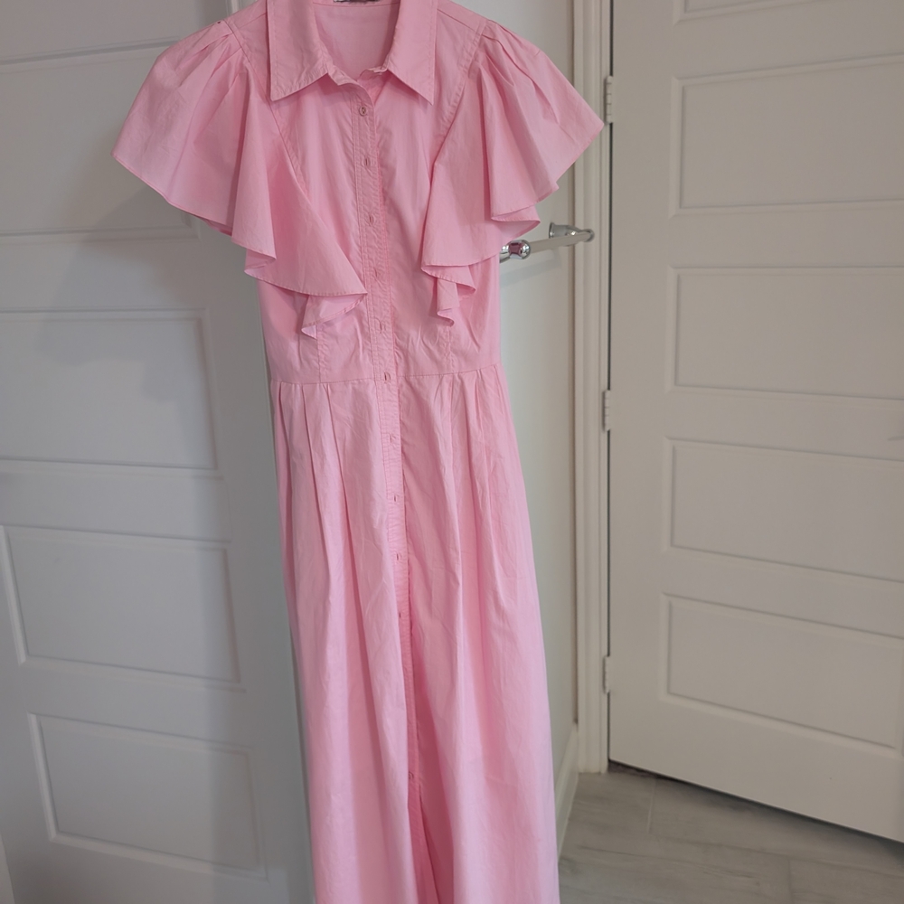Pink Ruffle Sleeve Dress - Picture 4 of 8